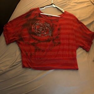 Bloom red and black mid blouse